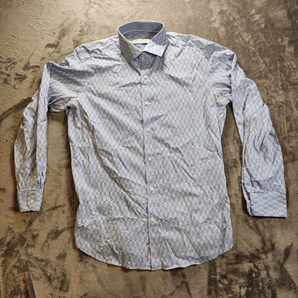 Robert Graham Shirt Mens 42 16.5 Blue Geometric Diamond Akehurst Button Front